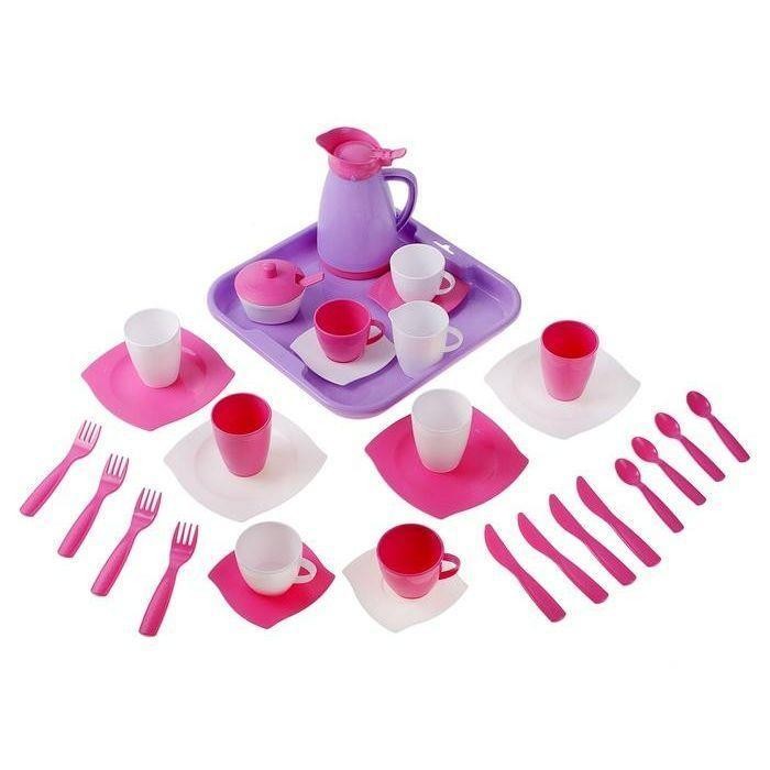 Набор детской посуды "Алиса" с подносом на 4 персоны (Pretty Pink)